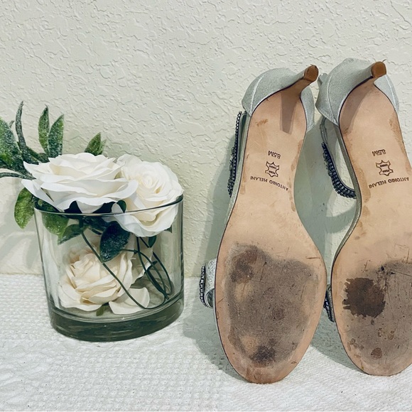 Antonio Melani Sadina Silver Rhinestone High Heels Wedding -Size 8.5 EUC WORN 1X - Picture 7 of 7